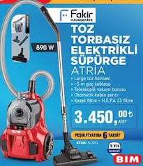 FAKİR ATRİA TOZ TORBASIZ ELEKTRİKLİ SÜPÜRGE FAKİR ATRİA TOZ TORBASIZ ELEKTRİKLİ SÜPÜRGE